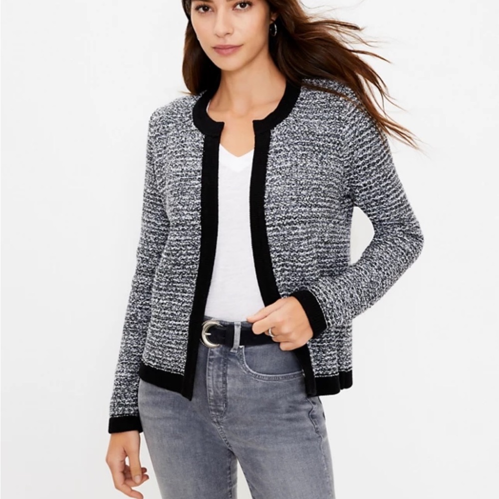 Joie cardigan knit leather trim zippered jacket open sweater S